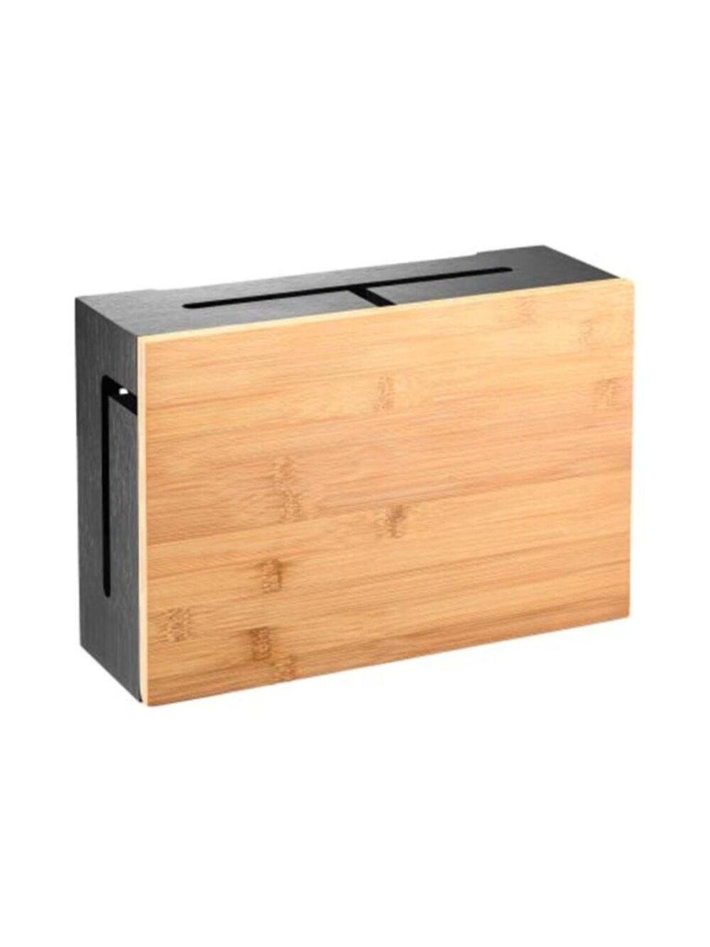 Bamboo Cable Management Box Magnetic Lid Hide Cords Power Strip Wall Mount